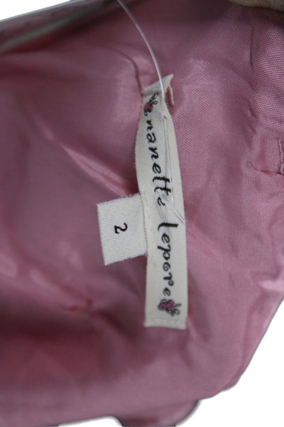 Nanette Lepore Women Pink Silk V-Neck Sleeveless Designer Blouse Size 2