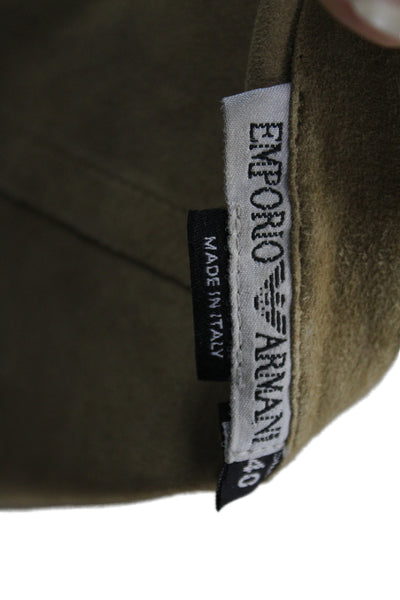 Emporio Armani Women Beige Goat Suede V-Neck Tank Sleeveless Fall Size 40