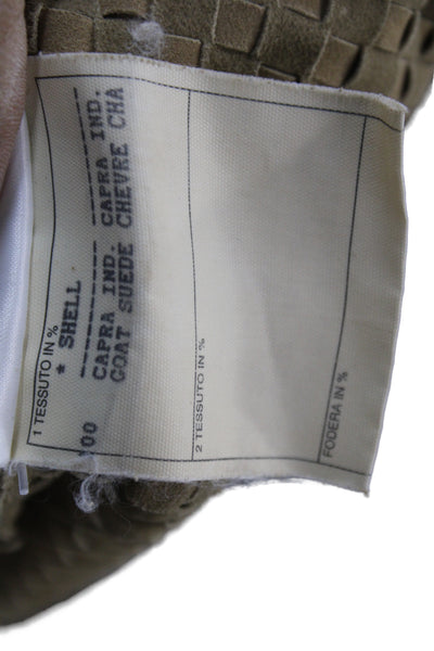 Emporio Armani Women Beige Goat Suede V-Neck Tank Sleeveless Fall Size 40