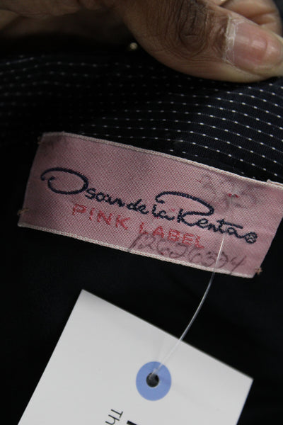 Oscar de la Renta Pink Label Women Dark Blue Designer Zip Blazer Size 4