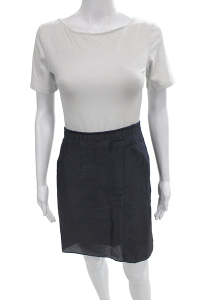 Oscar de la Renta Women Pencil Skirt Dark Blue Knee-Length Size 4