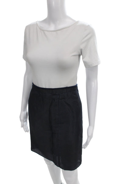 Oscar de la Renta Women Pencil Skirt Dark Blue Knee-Length Size 4