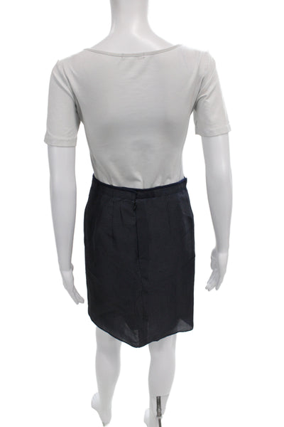 Oscar de la Renta Women Pencil Skirt Dark Blue Knee-Length Size 4