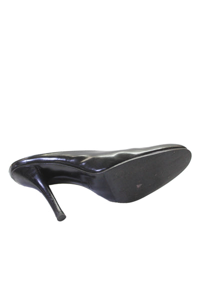 Gucci Womens Slip On Stiletto Round Toe Patent Leather Mules Pumps Black 9.5