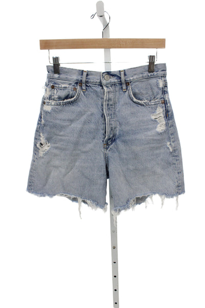 Agolde Unisex 90s Light Blue Solid Organic Cotton Shorts Size 25