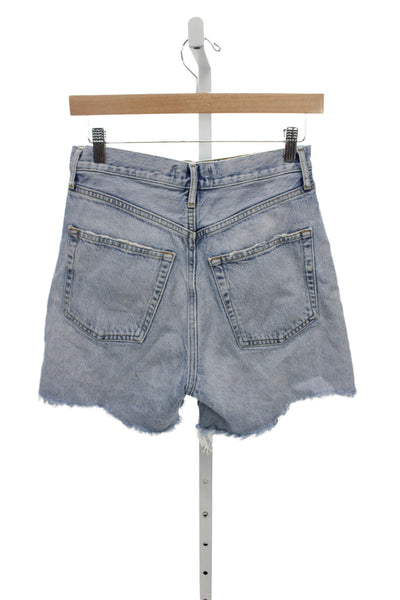Agolde Unisex 90s Light Blue Solid Organic Cotton Shorts Size 25