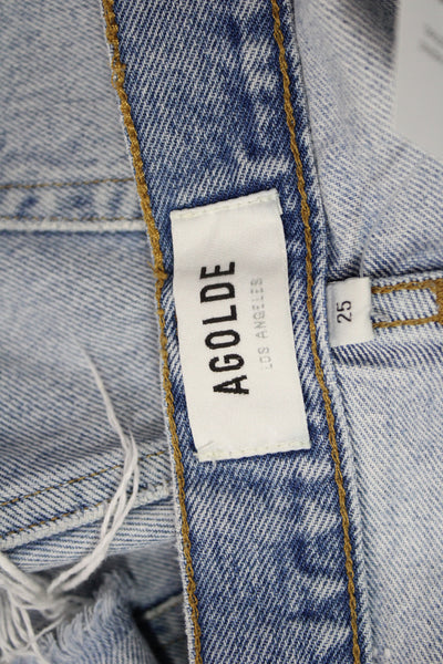 Agolde Unisex 90s Light Blue Solid Organic Cotton Shorts Size 25