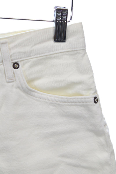 Agolde Unisex White Cotton Button Beach Shorts Size 24