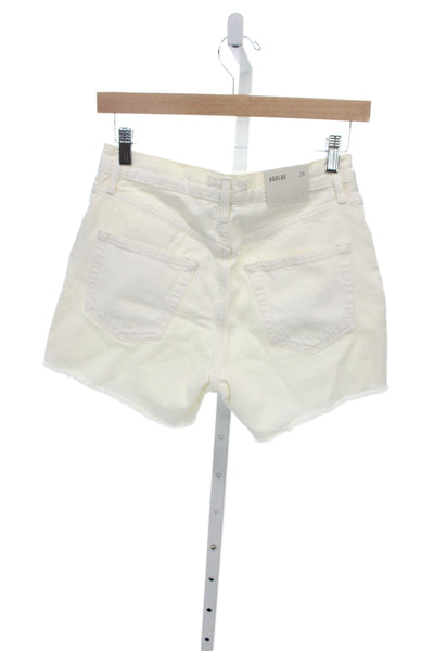 Agolde Unisex White Cotton Button Beach Shorts Size 24