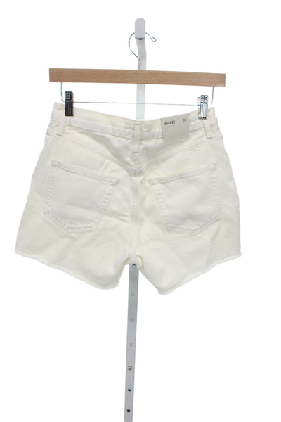 Agolde Unisex White Cotton Button Beach Shorts Size 24