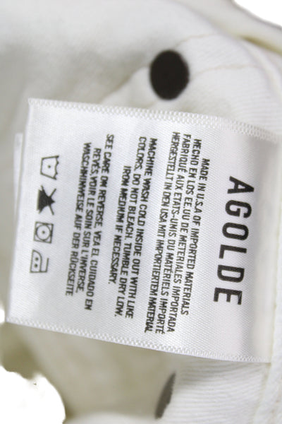Agolde Unisex White Cotton Button Beach Shorts Size 24
