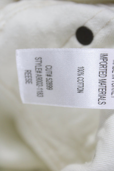Agolde Unisex White Cotton Button Beach Shorts Size 24