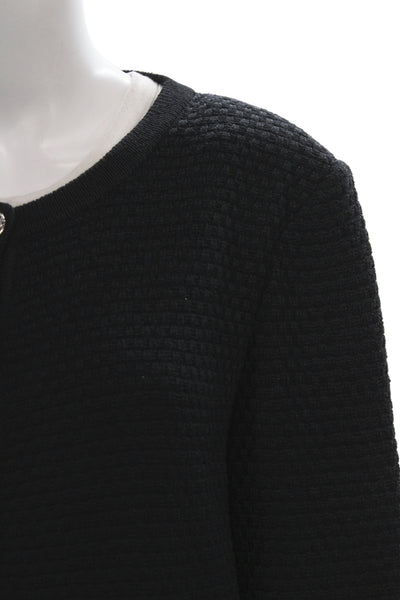 St. John Collection Unisex Black Cardigan Button Front Wool Rayon Size L