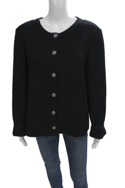 St. John Collection Unisex Black Cardigan Button Front Wool Rayon Size L