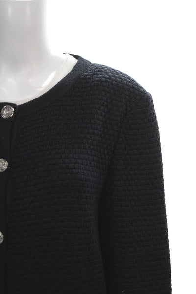 St. John Collection Unisex Black Cardigan Button Front Wool Rayon Size L