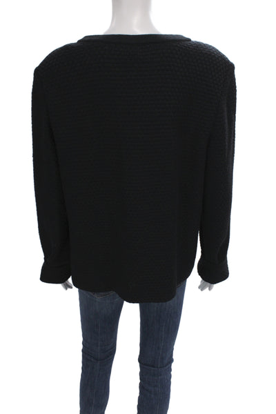 St. John Collection Unisex Black Cardigan Button Front Wool Rayon Size L