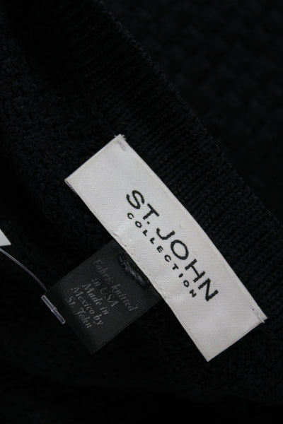 St. John Collection Unisex Black Cardigan Button Front Wool Rayon Size L