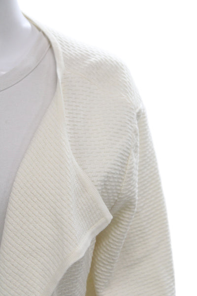 St. John Collection Women White Wool Rayon Blend Coatigan 3/4 Sleeve Size L