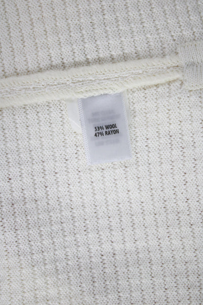 St. John Collection Women White Wool Rayon Blend Coatigan 3/4 Sleeve Size L