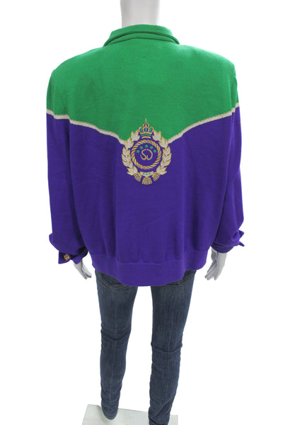 St. John Collection By Marie Gray Unisex Green Geometric Knit Sweater Size L