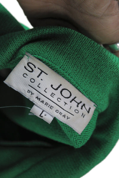 St. John Collection By Marie Gray Unisex Green Geometric Knit Sweater Size L