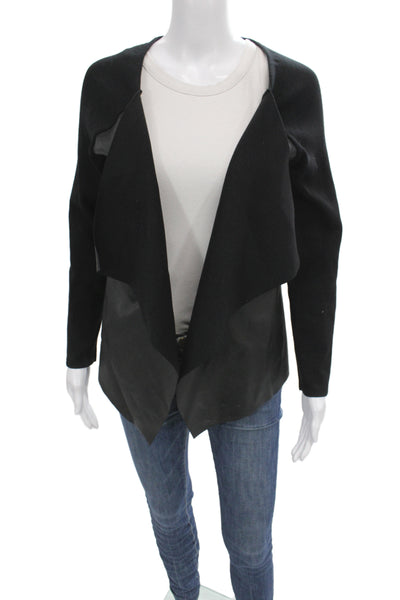 Zara Knit Women Jacket Black Cotton Polyester Long Sleeve Solid Size M