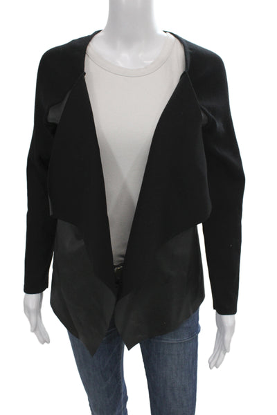 Zara Knit Women Jacket Black Cotton Polyester Long Sleeve Solid Size M