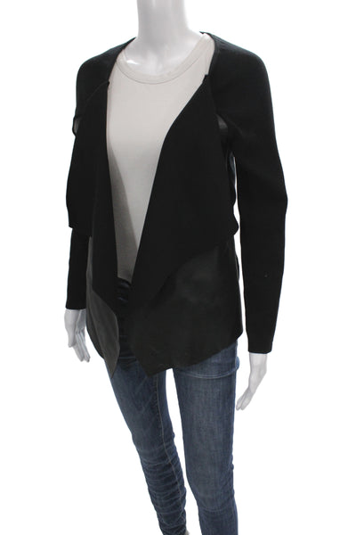 Zara Knit Women Jacket Black Cotton Polyester Long Sleeve Solid Size M