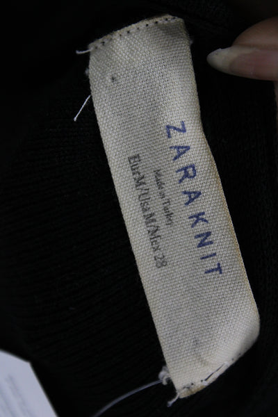 Zara Knit Women Jacket Black Cotton Polyester Long Sleeve Solid Size M
