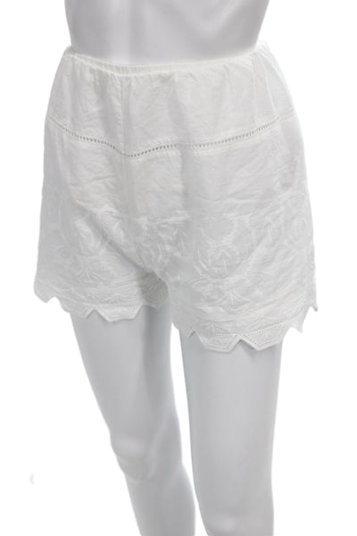 Zara Unisex Bohemian White Cotton Shorts Size L