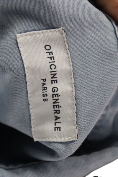 OFFICINE GENERALE Mens Point Collar Button-Up Shirt Light Blue Lyocell Size L