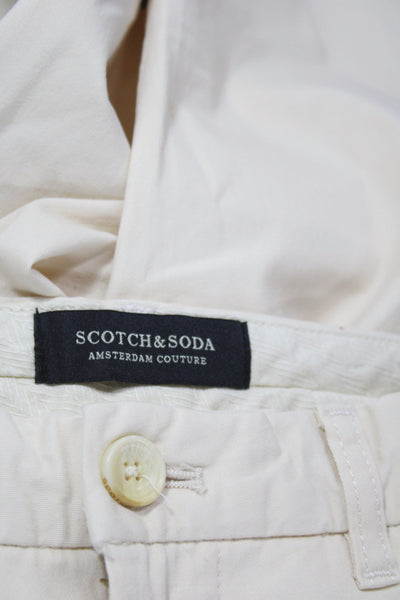 Scotch & Soda Mens Chinos Beige Button 96%Wool 4%Spandex Size 34