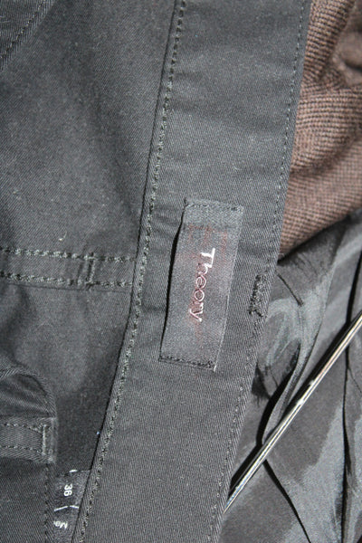 Theory Men Chino Ankle Pants Black Wool Polyester Button Size 36