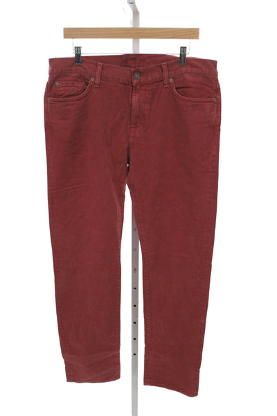 7 For All Mankind Mens Red Cotton Button Pants 32 Inseam Size 36