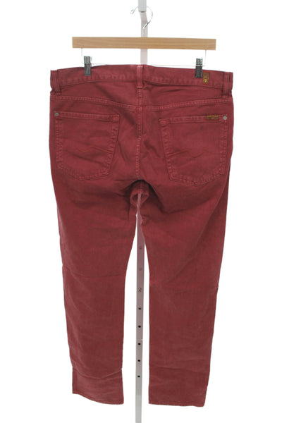 7 For All Mankind Mens Red Cotton Button Pants 32 Inseam Size 36