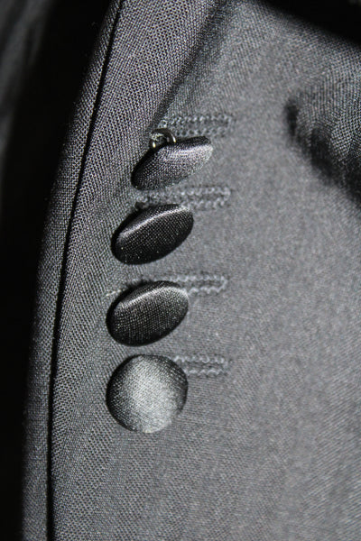 Rene Lezard Mens Tuxedo Jacket Black Striped 100% Wool Button Size 42