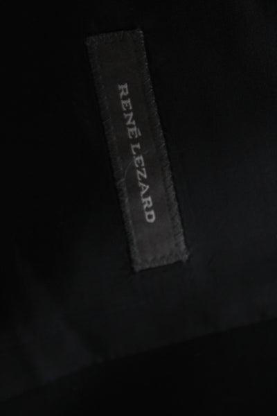 Rene Lezard Mens Tuxedo Jacket Black Striped 100% Wool Button Size 42