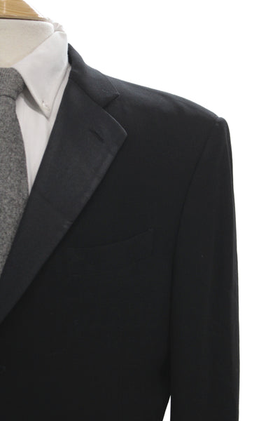 Giorgio Armani Mens Tuxedo Suit Jacket Black Wool Silk Button Collared Size 52