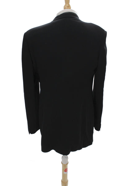 Giorgio Armani Mens Tuxedo Suit Jacket Black Wool Silk Button Collared Size 52