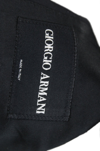 Giorgio Armani Mens Tuxedo Suit Jacket Black Wool Silk Button Collared Size 52