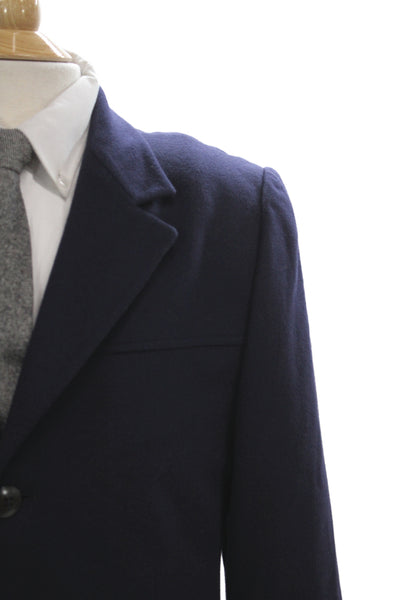 Gianni Versace Mens Dark Blue Wool Silk Blazer Button Long Sleeve Size 52