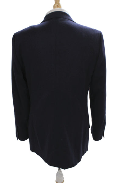 Gianni Versace Mens Dark Blue Wool Silk Blazer Button Long Sleeve Size 52