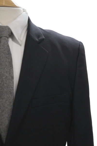 Theory Mens Black Wool Blazer Classic Button Collared Size 42