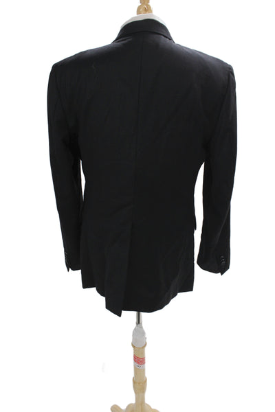 Theory Mens Black Wool Blazer Classic Button Collared Size 42