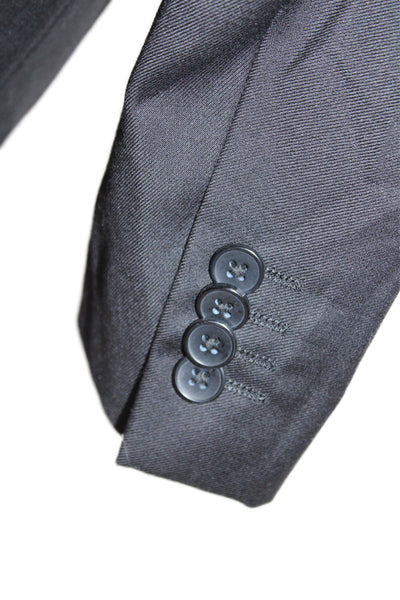 Theory Mens Black Wool Blazer Classic Button Collared Size 42
