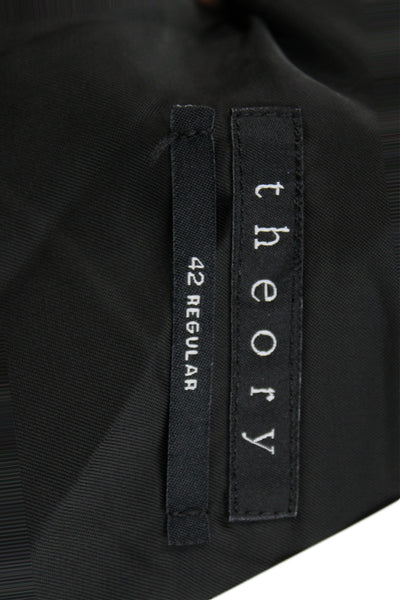 Theory Mens Black Wool Blazer Classic Button Collared Size 42