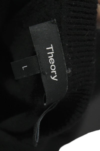 Theory Mens Black Cashmere Crew Neck Pullover Sweater Size L