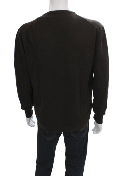 Barneys New York Mens Pullover Sweater Brown V Neck Pure Wool Size XL