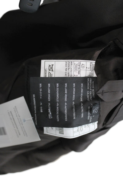 Prada Mens Black  Suit Jacket 96% Virgin Wool Collared Size 52
