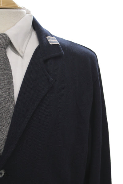 Vkna Grani Mens Designer Cotton Blazer Dark Blue Button Long Sleeve Size L